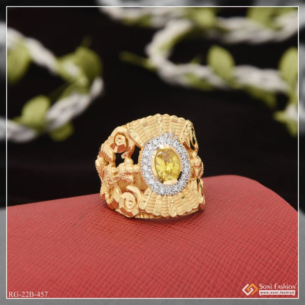 Red Stone With Diamond Best Quality Durable Design Gold Plated Ring - Style  B107 at Rs 700.00 | Gold Plated Rings | ID: 2849114557988